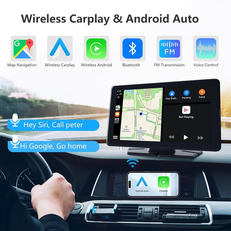 ITDULCET 7 Inch Carplay Screen for Car with Wireless Apple Carplay & Android Auto, GPS Navigation, Backup Camera, Mirror Link, Bluetooth, AUX, FM, Siri, Voice Control for All Vehicles - Image 2